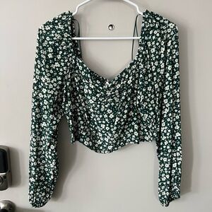 Floral Green Crop Top